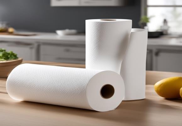 Kitchen paper towel rolls on a kitchen counter