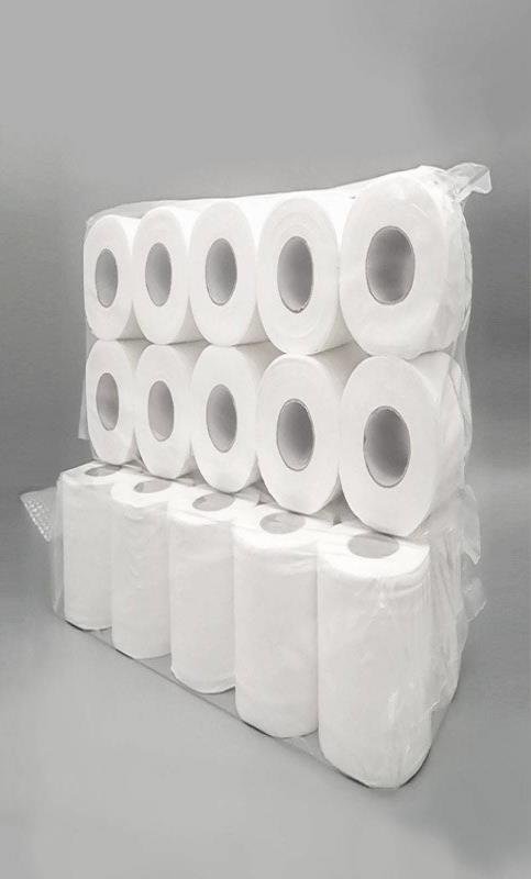 Multipack of toilet rolls in clear wrap